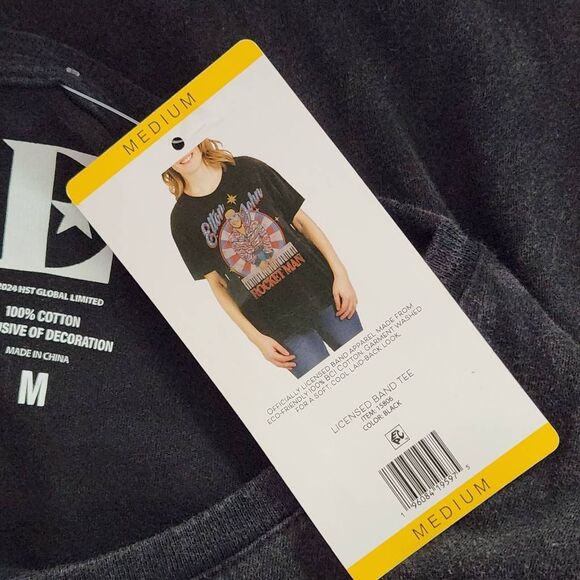 Elton John T-Shirt NWT Size Medium Black Short Sleeve Elton John Rocket Man Tee - Picture 7 of 8